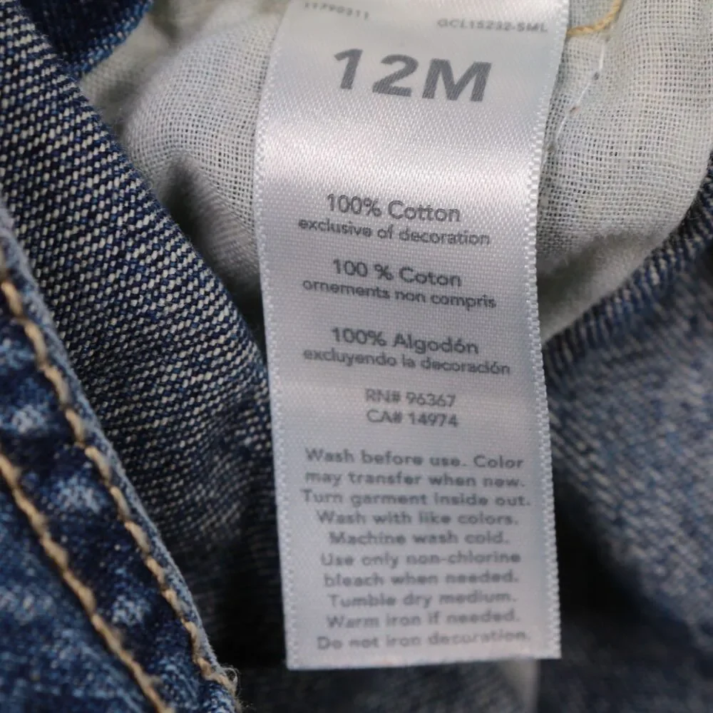 OshKosh B'Gosh Baby Boy Size 12 Months Monkey See Monkey Do Blue Denim Overalls